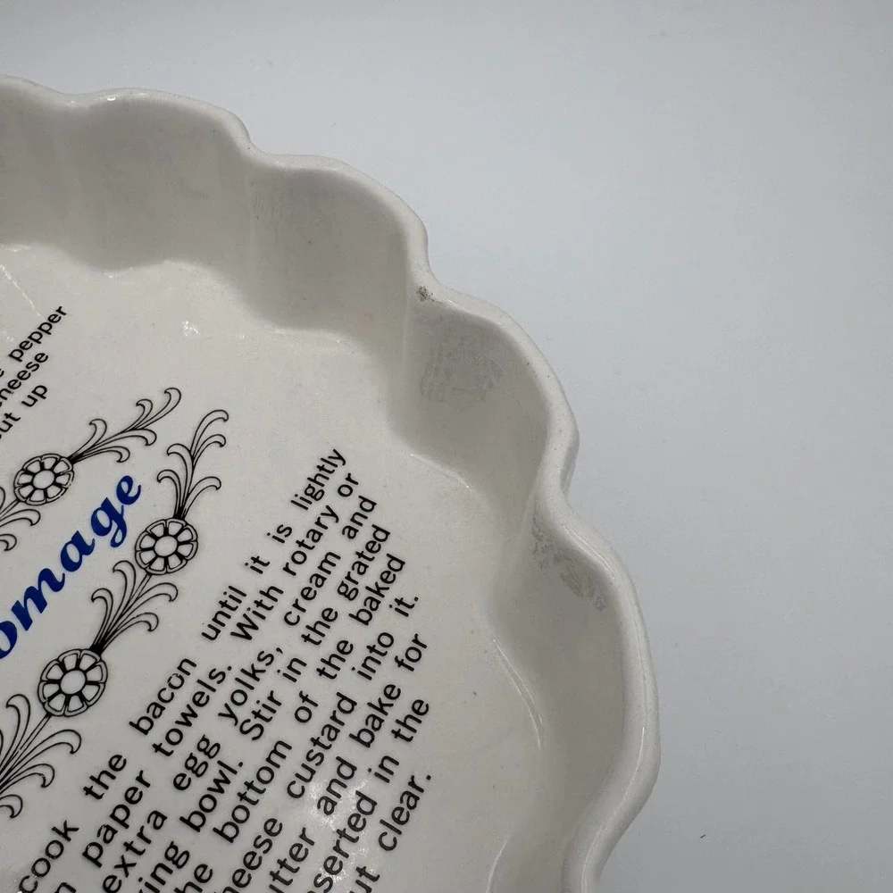 Vtg Quiche au Fromage Pie Plate Tart Pan Fluted Ruffled Edge California Pottey‎